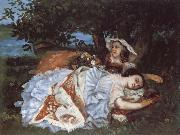 Gustave Courbet Young Ladies on the Bank of the Seine oil painting